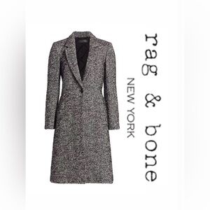 Rag & Bone Dani Herringbone One-Button Long Coat